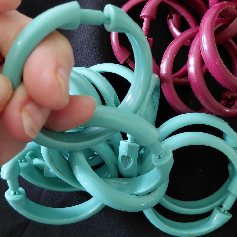 Shower Curtain Rings Pick One Set... Teal, Burgundy, Cream N Green - Picture 3 of 6